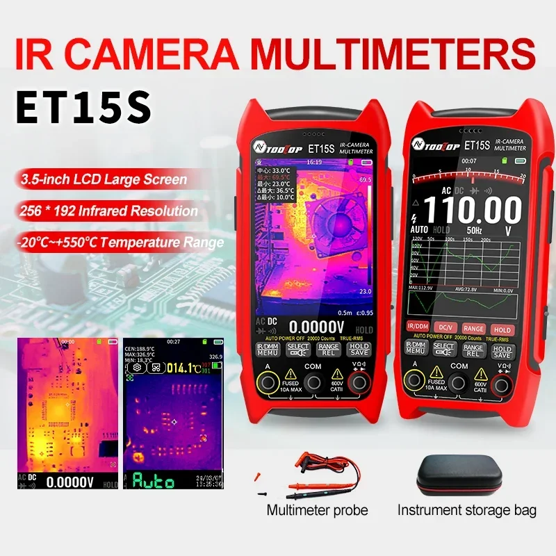 TOOLTOP ET15S 256*192 Thermal Multimeter 3.5-inch Industry Thermal Camera 19999 Counts T-RMS Multimeter HVAC Heating PCB Inspect - Image 3