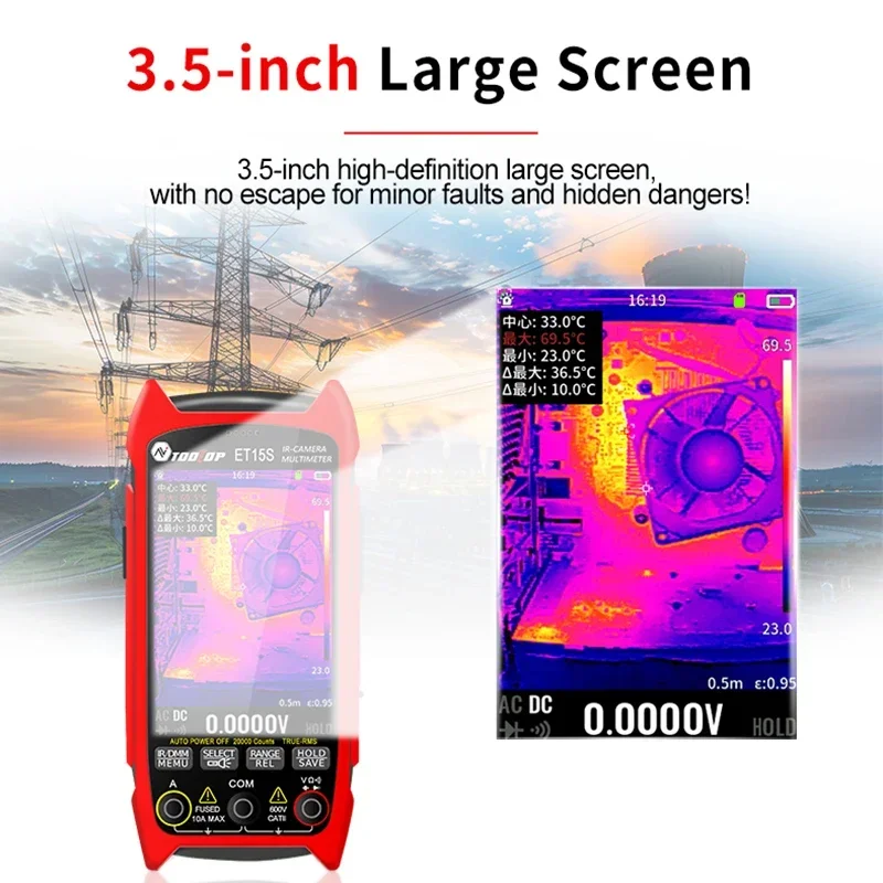 TOOLTOP ET15S 256*192 Thermal Multimeter 3.5-inch Industry Thermal Camera 19999 Counts T-RMS Multimeter HVAC Heating PCB Inspect - Image 5