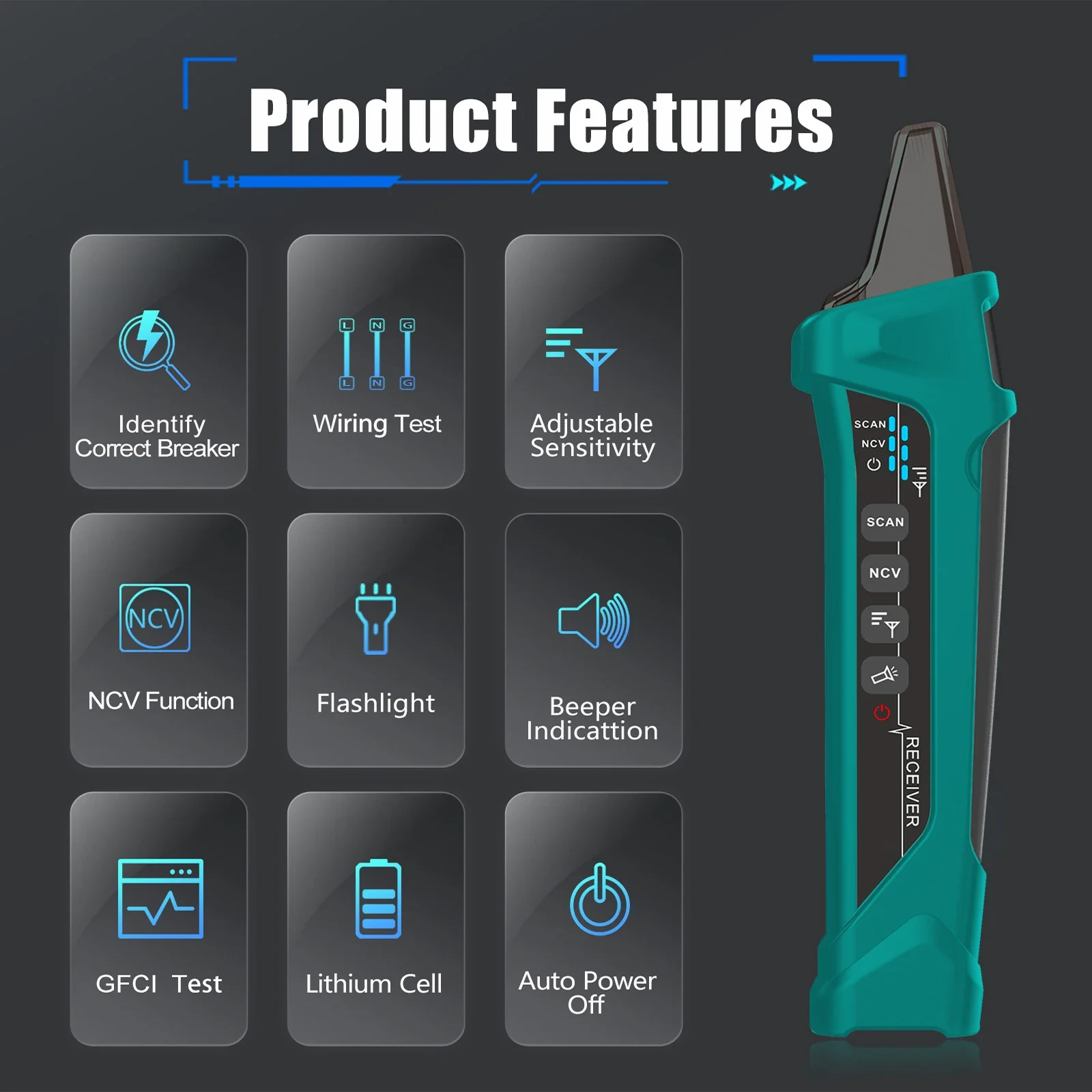 TOOLTOP ET32 Digital Circuit Breaker Finder & Socket Tester with GFCI Trip Time Display EU UK US Plug Leakage Current Detector - Image 3