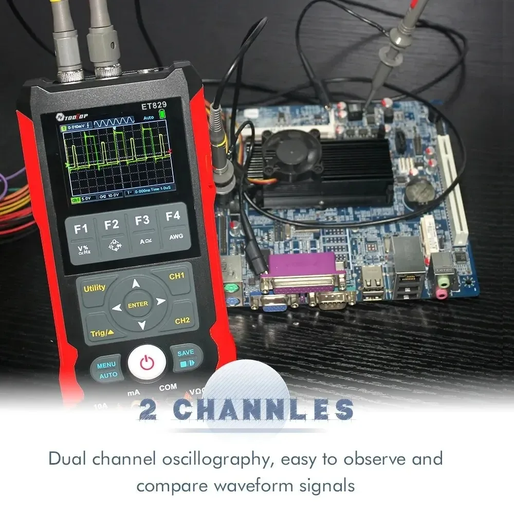 TOOLTOP ET829 2 Channel 250MSa/s 80MHz Digital Storage Osclloscope Multimeter Signal Generator 3 in 1 Multifunction Oscilloscope - Image 5