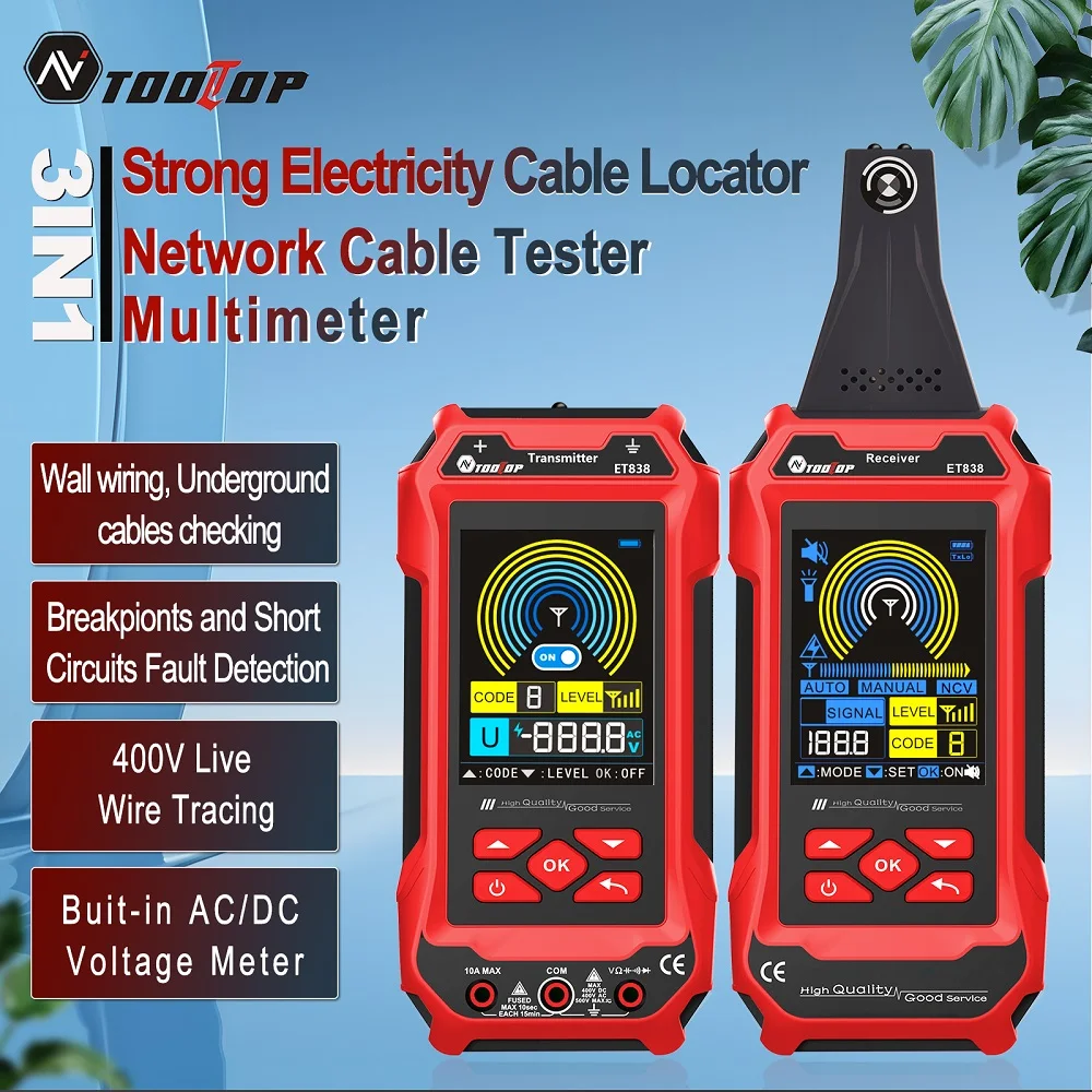 TOOLTOP ET836 ET838 Cable Locator Underground Wall Cable Water Pipes Tracker Circuit Break Short Electrical Cable Locator - Image 2