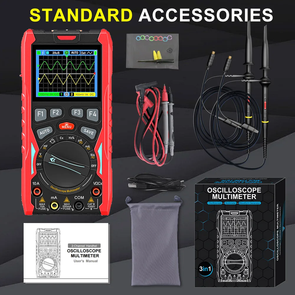 TOOLTOP ET853C 70Mhz 2CH Portable Digital Oscilloscope 20000 Counts Digital Multimeter Signal Generator 3in1 Car Repair Tools - Image 7