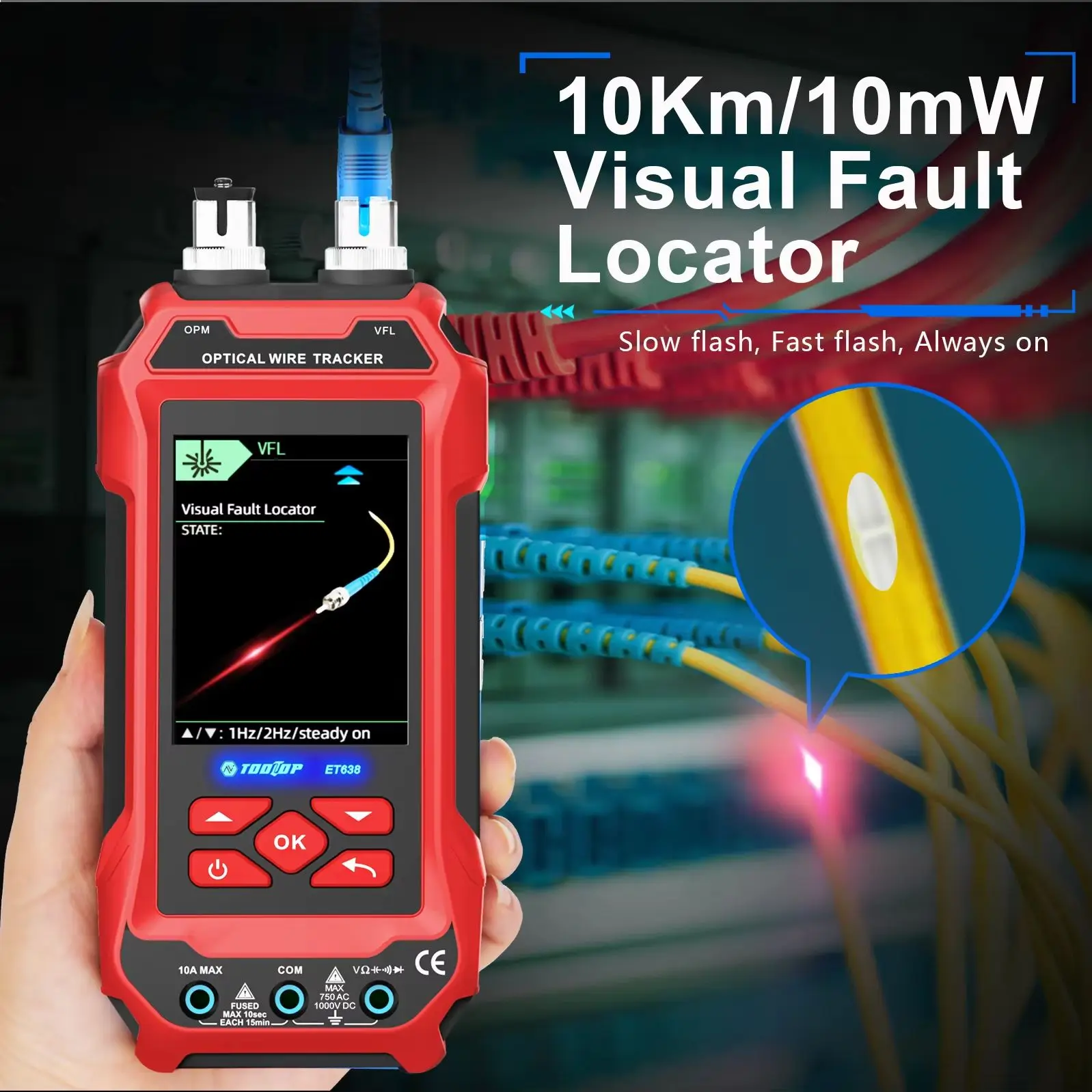 TOOLTOP ET636/ET638 Ethernet Cable Tester Multimeter Optical Power Meter Red Laser Noise-free Cable Tracing POE Voltage QC Crimp Test - Image 5
