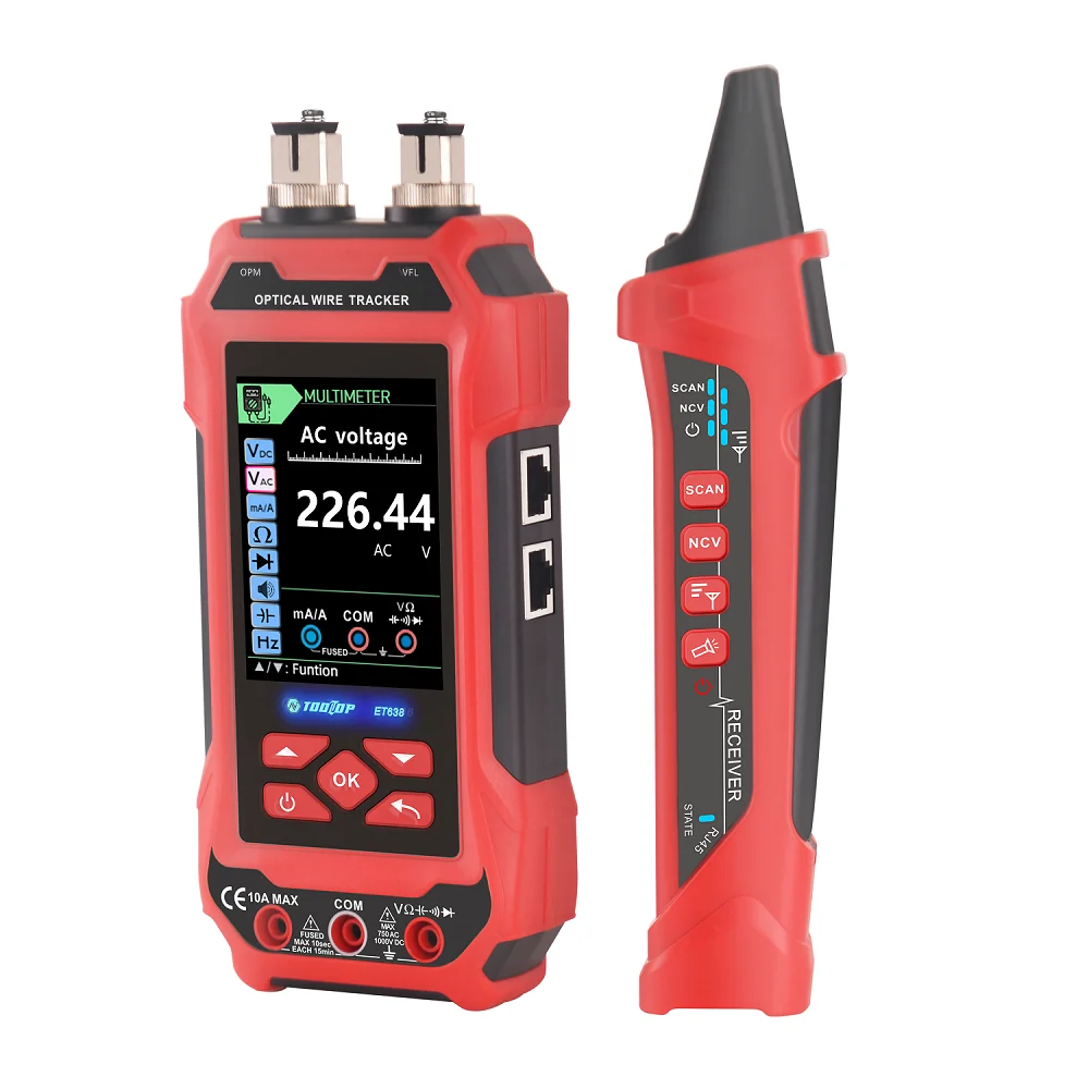 TOOLTOP ET636/ET638 Ethernet Cable Tester Multimeter Optical Power Meter Red Laser Noise-free Cable Tracing POE Voltage QC Crimp Test - Image 6