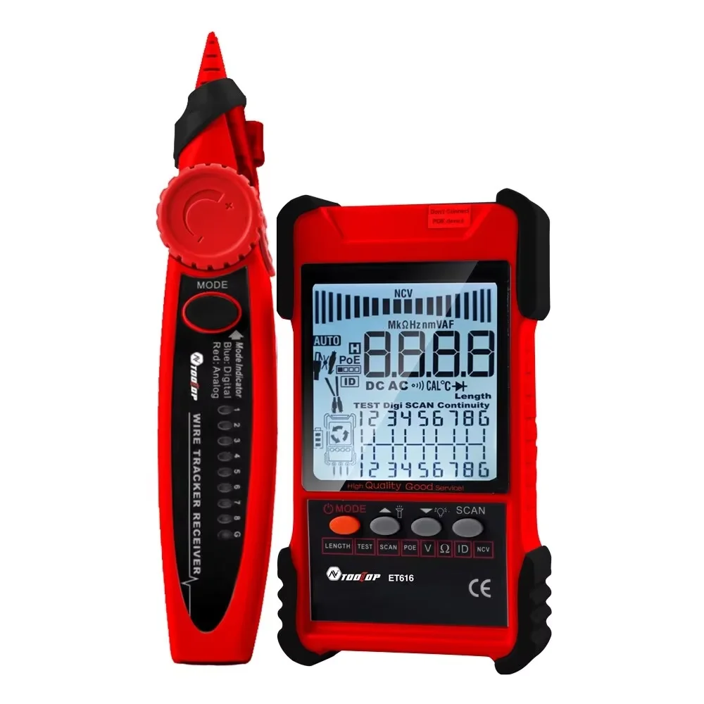 TOOLTOP ET616/ET618 Network Cable Tester Multimeter Anti-noise POE Lan Test 400M/600M Length Measure Sensitivity Adjustable Line Tracker - Image 4
