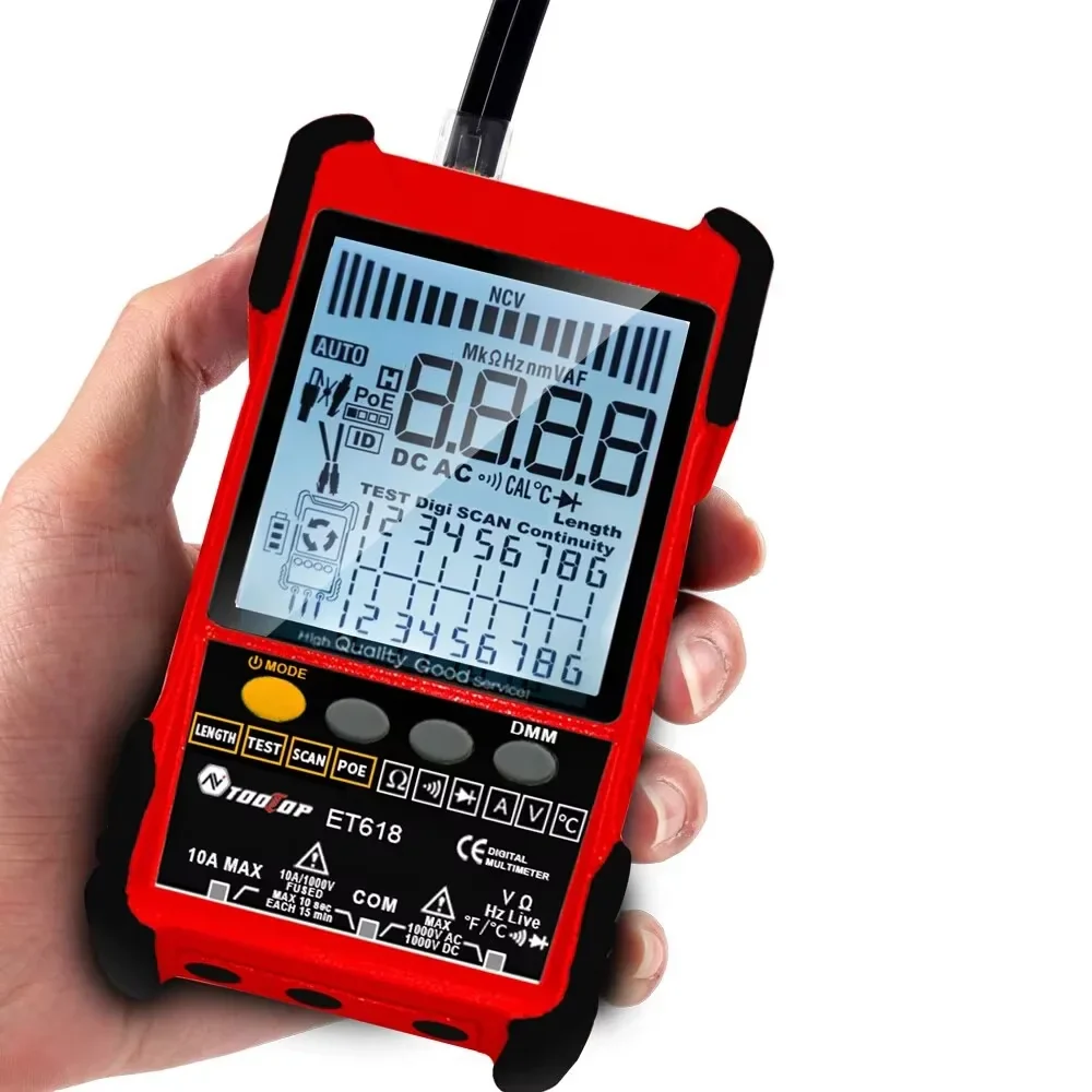 TOOLTOP ET616/ET618 Network Cable Tester Multimeter Anti-noise POE Lan Test 400M/600M Length Measure Sensitivity Adjustable Line Tracker - Image 5