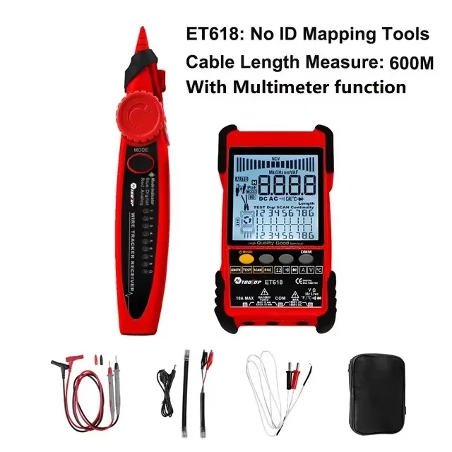 TOOLTOP ET616/ET618 Network Cable Tester Multimeter Anti-noise POE Lan Test 400M/600M Length Measure Sensitivity Adjustable Line Tracker - Image 8
