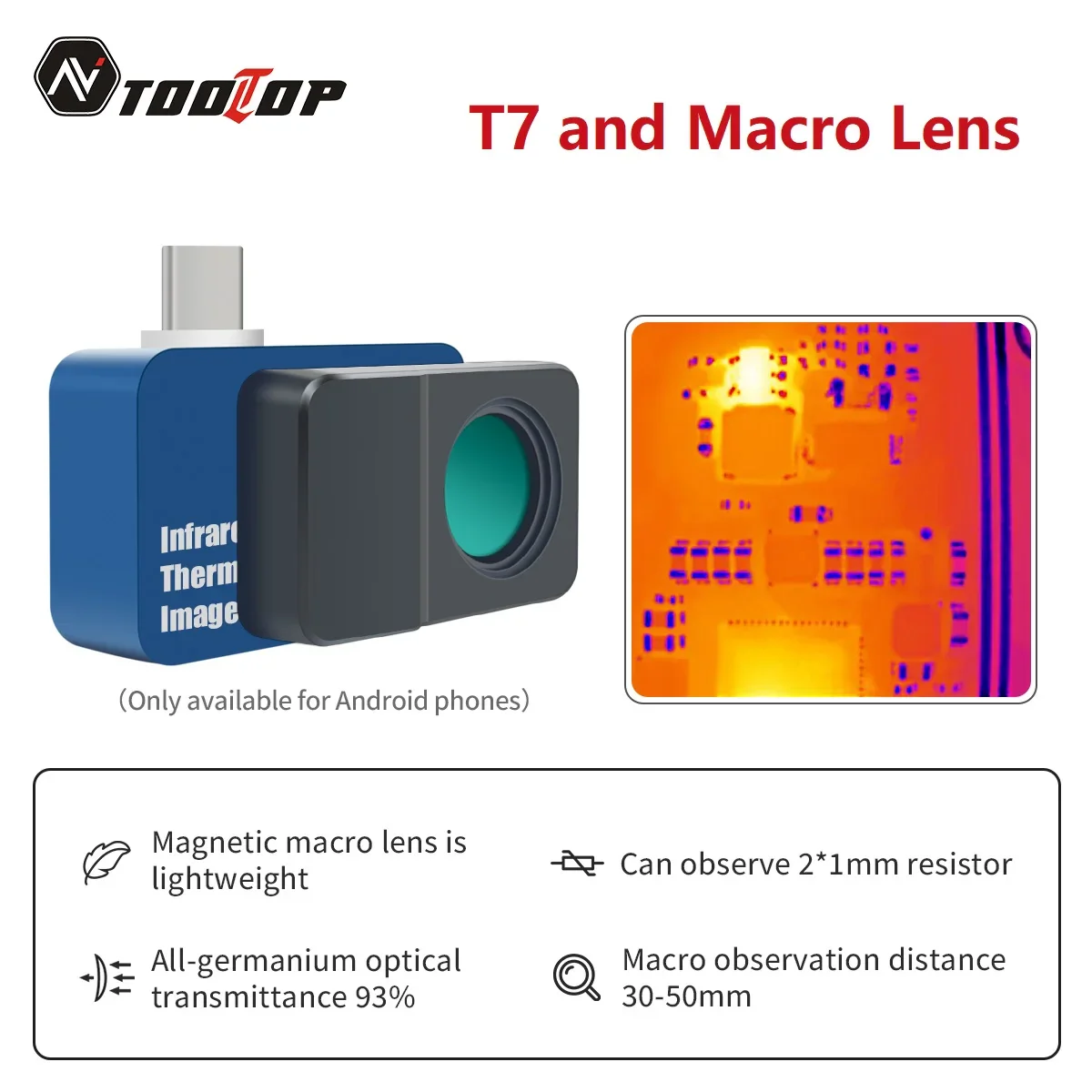 TOOLTOP T7 256*192 Android Type-C Thermal Imager 25Hz Mobile Thermal Imaging Camera for Solar Panel Power Device Fault Detect - Image 2