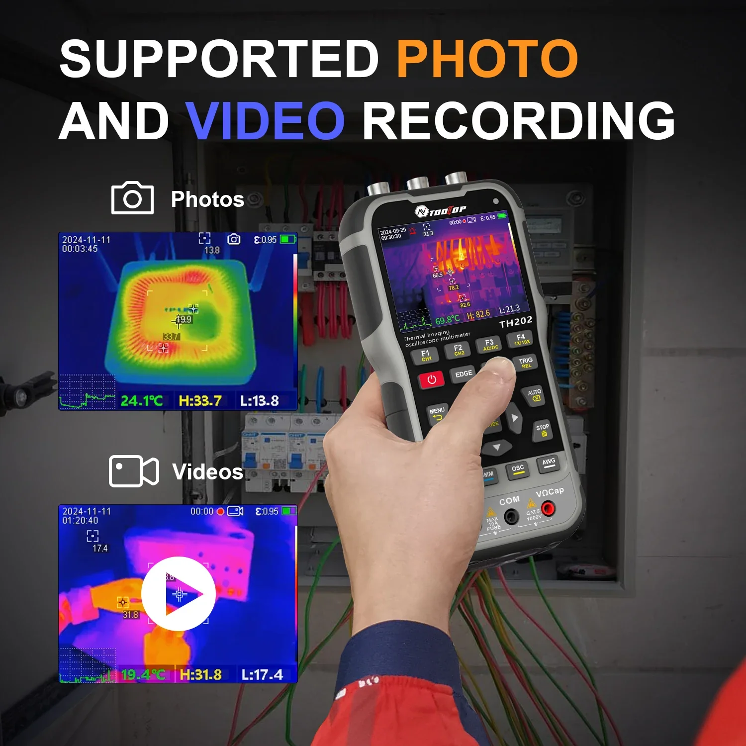 TOOLTOP TH202 4in1 256x192 Thermal Camera 2 Channels 80MHz Oscilloscope Multimeter PCB Thermal Imager Electrical Circuit Repair - Image 5