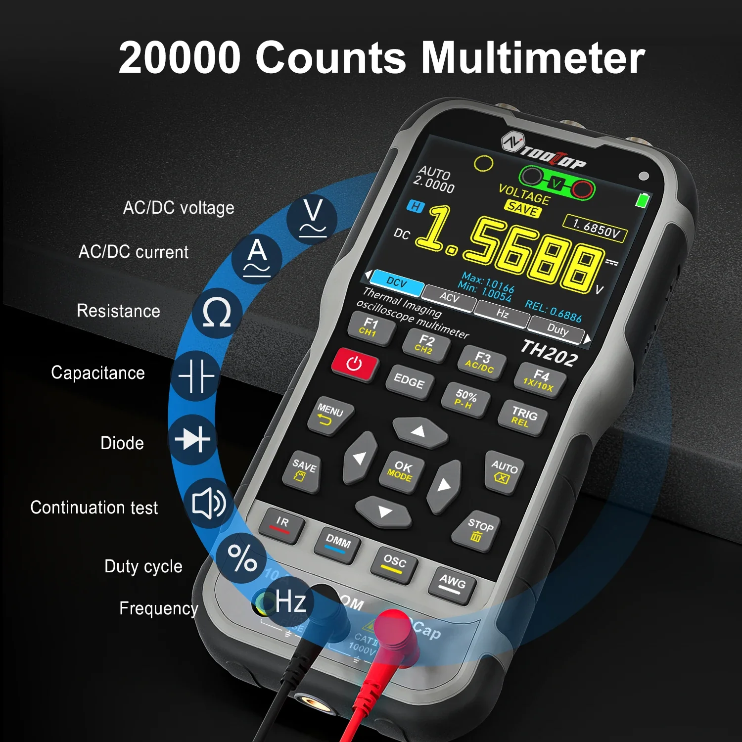 TOOLTOP TH202 4in1 256x192 Thermal Camera 2 Channels 80MHz Oscilloscope Multimeter PCB Thermal Imager Electrical Circuit Repair - Image 6