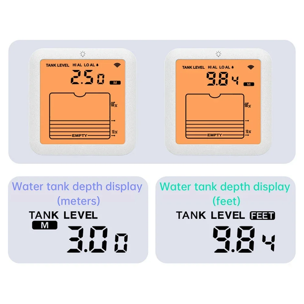 TS-FT007 Digital Water Tank Water Level Gauge Ultrasonic Liquid Level Gauge Liquid Level High and Low Alarm IP65 Water Level - Image 3