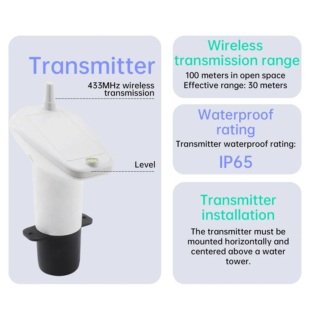 TS-FT007 Digital Water Tank Water Level Gauge Ultrasonic Liquid Level Gauge Liquid Level High and Low Alarm IP65 Water Level - Image 5