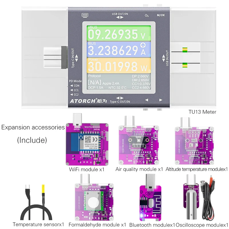 TU13 48V Type-C PD3.0 Fast charging Protocol USB Tester Voltmeter Meter Mobile Phone Charger Capacity Monitor Scalable Features - Image 7