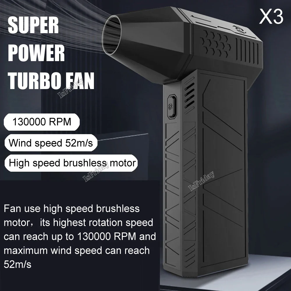 Turbo Fan X3 Original Rechargeable Blower 130000RPM 52m/s Brushless Air Blower Turbo Jet Fan Portable Dust Blower Electric Dryer - Image 6