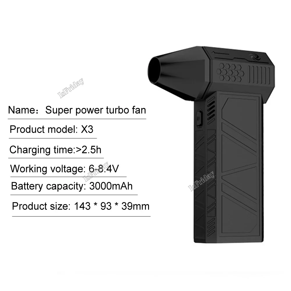 Turbo Fan X3 Original Rechargeable Blower 130000RPM 52m/s Brushless Air Blower Turbo Jet Fan Portable Dust Blower Electric Dryer - Image 7