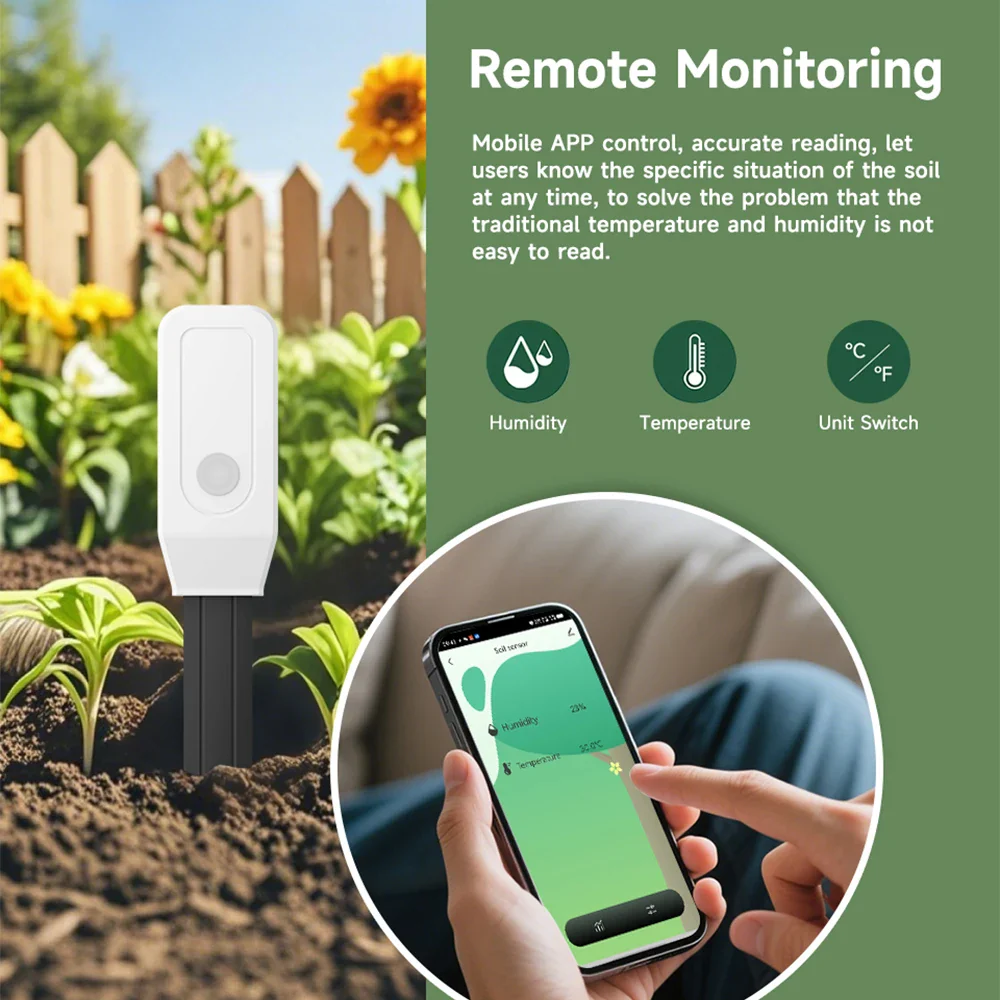 Tuya Smart WiFi Soil Tester Temperature and Humidity Meter Thermo Hygrometer Garden Automation Irrigation Detector - Image 5