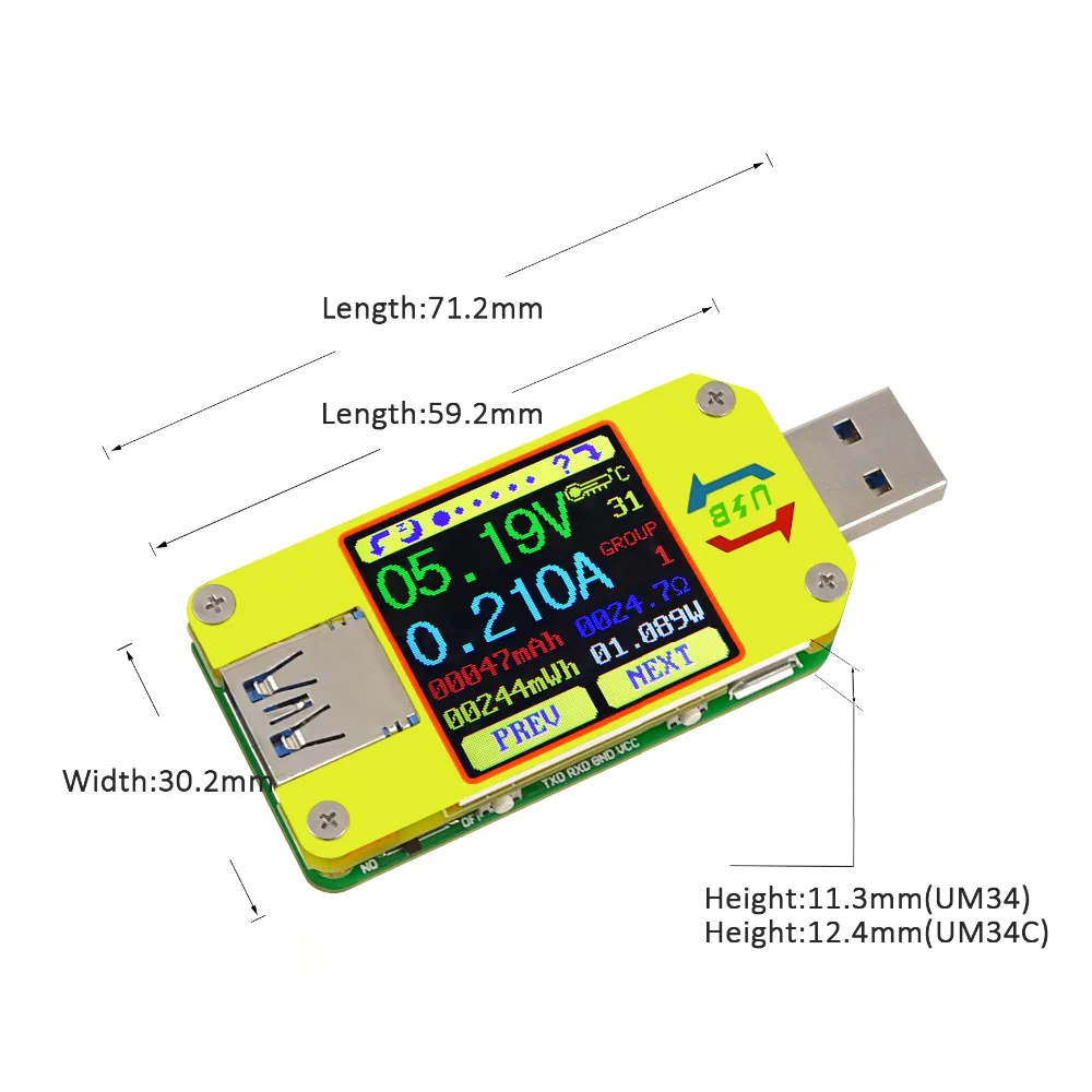 UM34/UM34C UM24/UM24C UM25/UM25C DC Voltmeter Ammeter Voltage Current Tester Voltage battery Charge USB Tester - Image 6