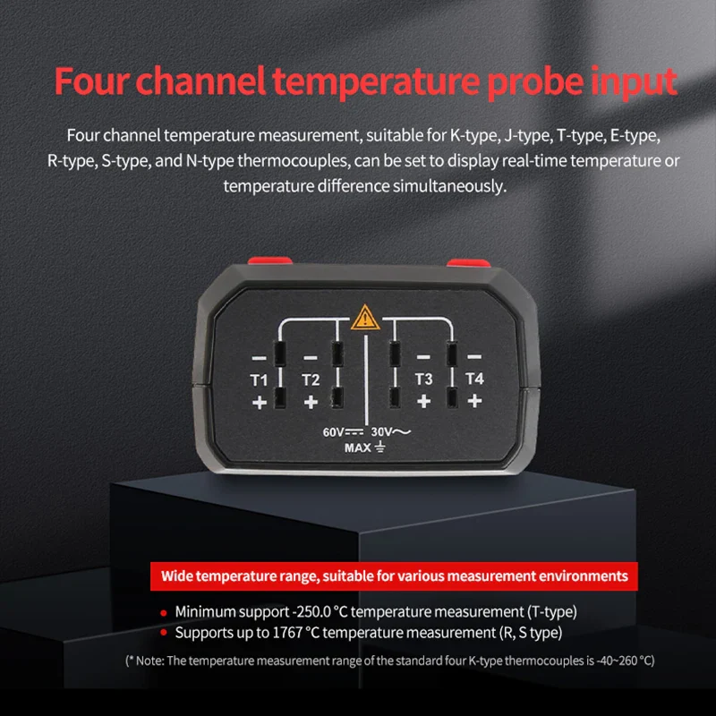 UNI-T 4 Channel Digital Thermometer UT325F J/T/E/R/S/N/K Type Thermocouple Temperature Meter High Precision Bluetooth - Image 2