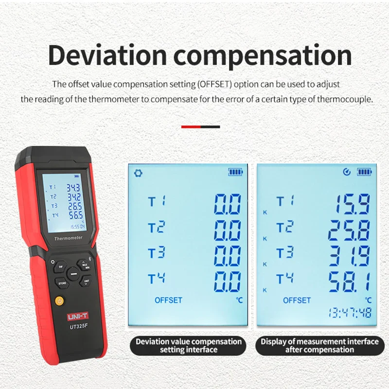 UNI-T 4 Channel Digital Thermometer UT325F J/T/E/R/S/N/K Type Thermocouple Temperature Meter High Precision Bluetooth - Image 3