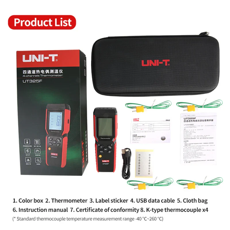 UNI-T 4 Channel Digital Thermometer UT325F J/T/E/R/S/N/K Type Thermocouple Temperature Meter High Precision Bluetooth - Image 6