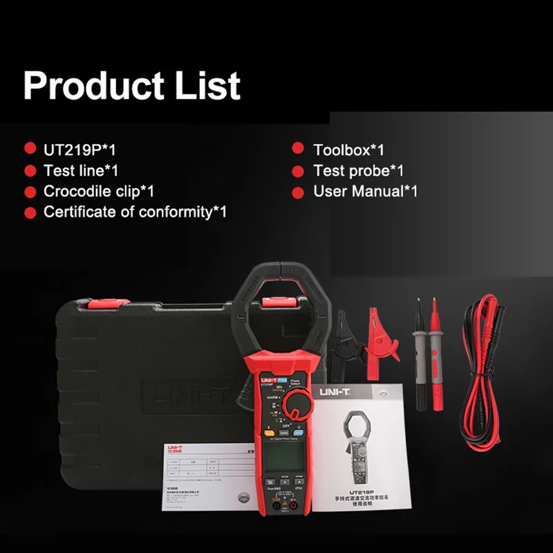 UNI-T AC Digital Power Clamp Meter UT219P 1000V 1000A True RMS Current Clamp Tester 3 phase Power Harmonic Test Bluetooth IP54 - Image 6