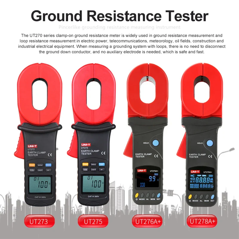 UNI-T Clamp Earth Ground Resistance Tester UT276A+ UT278A+ Digital Clamp Meter Leakage Current Detection Auto Range Data Storage - Image 2