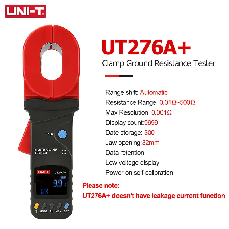 UNI-T Clamp Earth Ground Resistance Tester UT276A+ UT278A+ Digital Clamp Meter Leakage Current Detection Auto Range Data Storage - Image 7