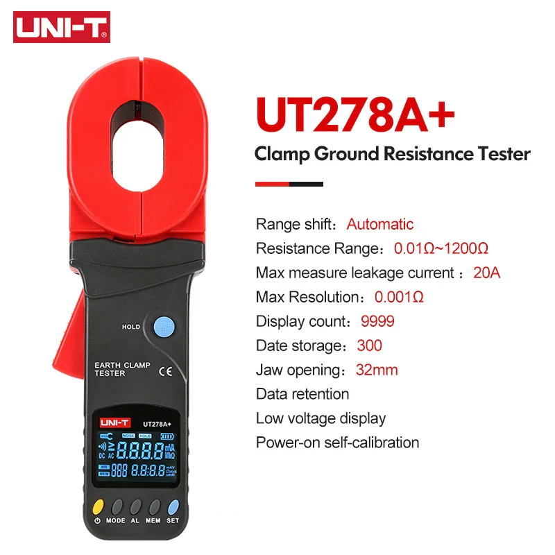 UNI-T Clamp Earth Ground Resistance Tester UT276A+ UT278A+ Digital Clamp Meter Leakage Current Detection Auto Range Data Storage - Image 8