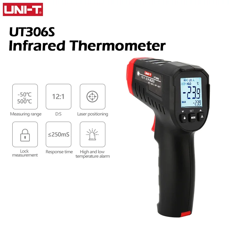 UNI-T Digital Thermometer Non-contact industrial Infrared Laser Temperature Meter UT306S UT306C Temperature Gun Tester-50-500 - Image 7