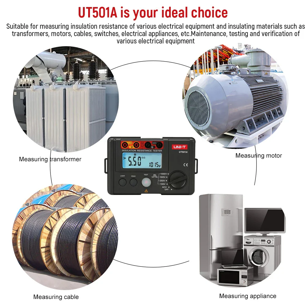 UNI-T Insulation Resistance Tester UT501 UT502 Digital Voltmeter Ohmmeter Megohmmeter Professional Ohm Meter Tester - Image 17