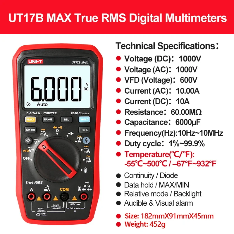 UNI T Professional Digital Multimeter Tester UT15B MAX 1000V AC DC Voltage Meter Capacitor Tester True RMS Electric Multi Meter - Image 8