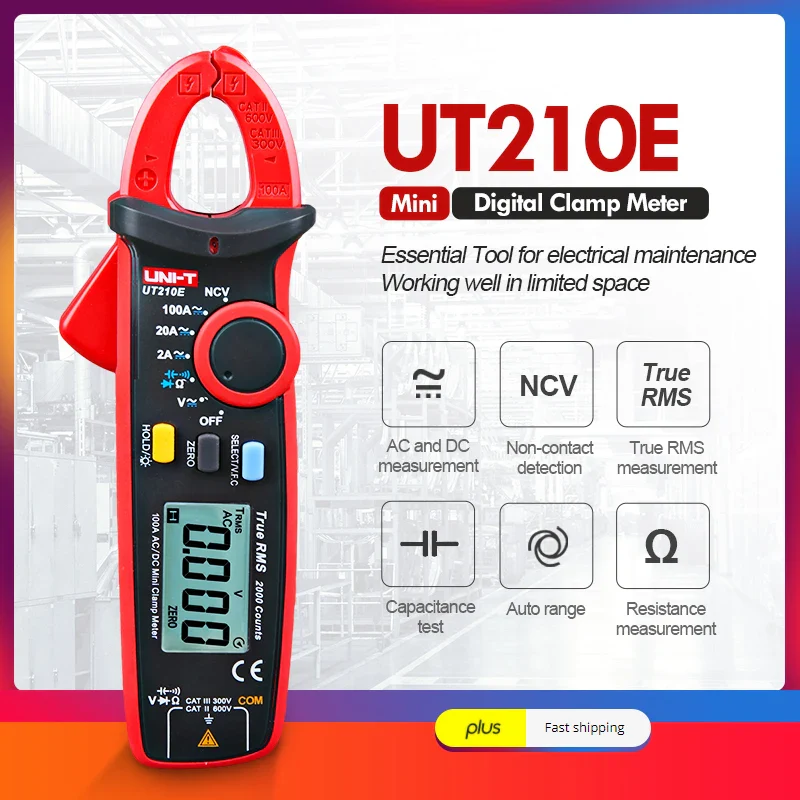 UNI-T UT210E UT210D Digital Clamp Meter True RMS AC DC Current Pliers Ammeter Voltage Tester Frequency VFC Capacitance Meter - Image 2