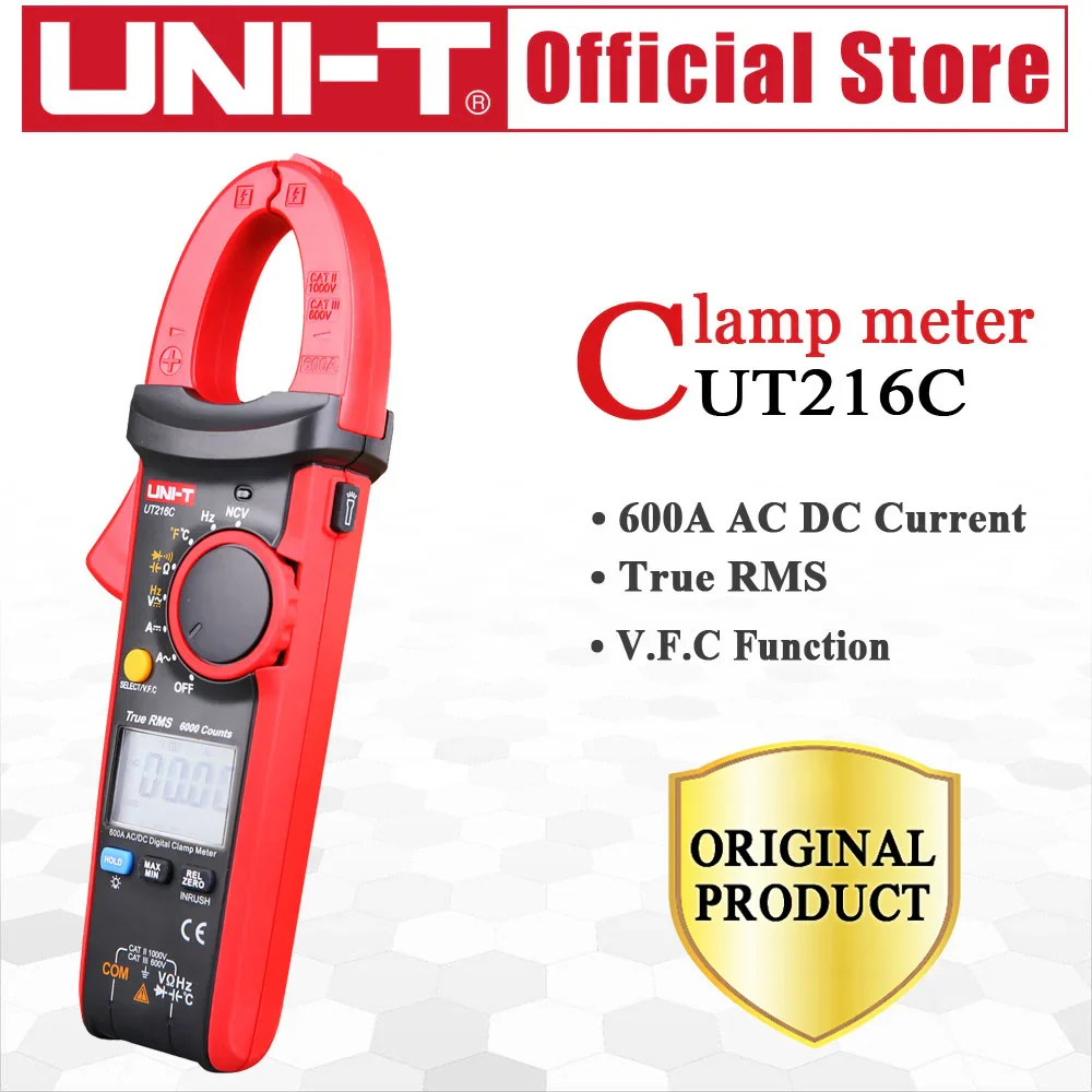 UNI-T UT216C 600A Digital Clamp Meters AC DC Current Auto Range Multimeters NCV V.F.C Diode LCD Flashlight Temperature Tester - Image 3