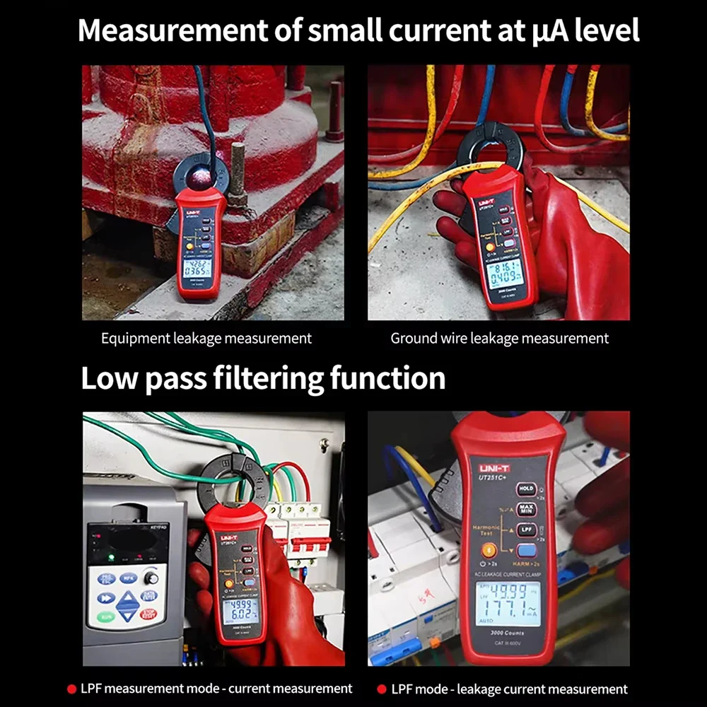 UNI-T UT251C+ Leakage Current Clamp Meter 60A AC Digital Ammeter Pliers True RMS PEAK Hold Bluetooth LPF Measure Harmonic Test - Image 3