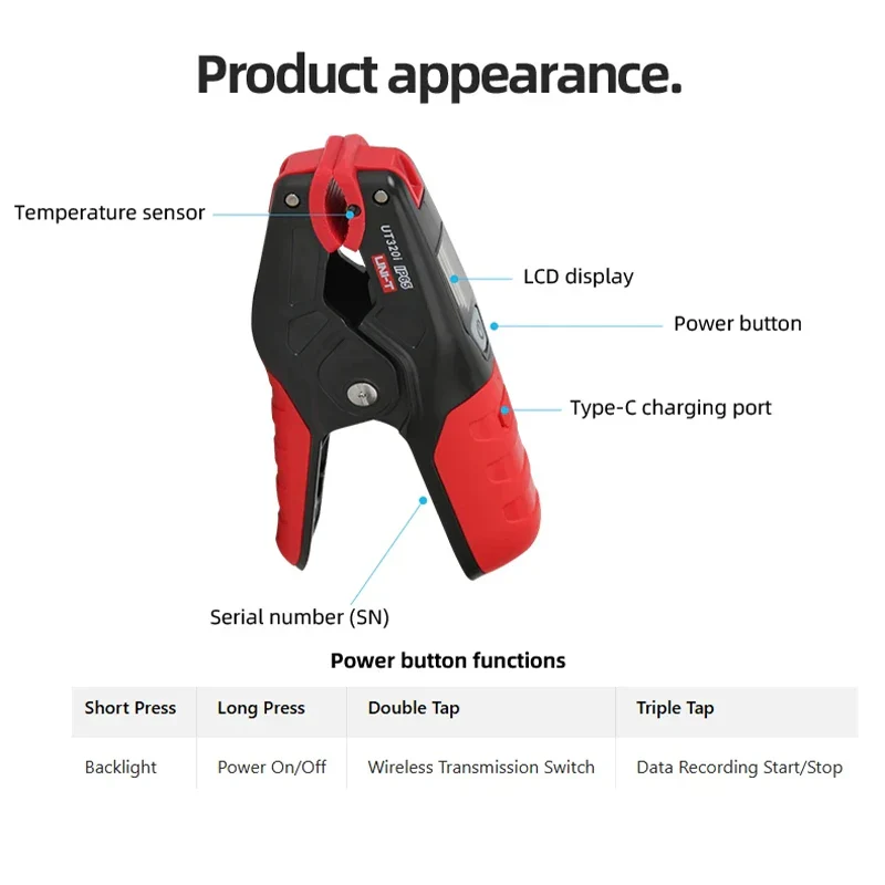 UNI-T UT320i Wireless Temperature Clamp High Precision Temperature Meter for HVAC Repair Tools Wireless Temperature Clamp - Image 6