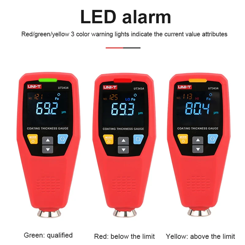 UNI-T UT343A Digital Paint Tester Car Coating Thickness Gauge Film Lacquer Meter Automotive Tools Measuring FE/NFE - Image 3