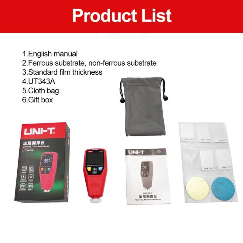 UNI-T UT343A Digital Paint Tester Car Coating Thickness Gauge Film Lacquer Meter Automotive Tools Measuring FE/NFE - Image 6