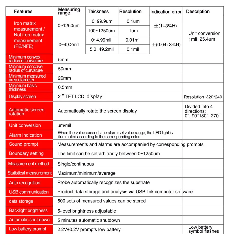UNI-T UT343D Coating Thickness Gauge LCD Backlight 320 x 240 Pixels Digital FE/NFE Metal Car Paint Thickness Tester Meter - Image 6