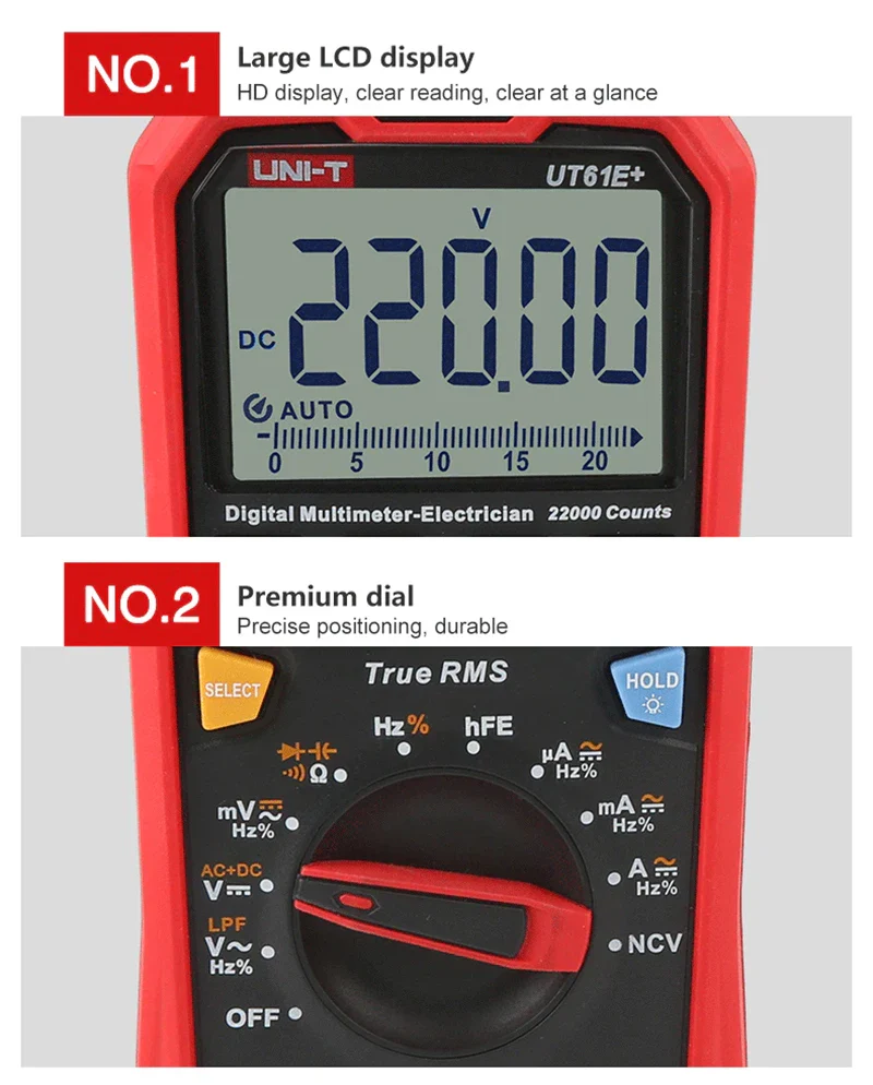 UNI-T UT61B UT61D UT61E Plus Smart Multimeter Analog & Digital Polymer Electrician Tester Voltmeter Ammeter Electric Multi Meter - Image 15