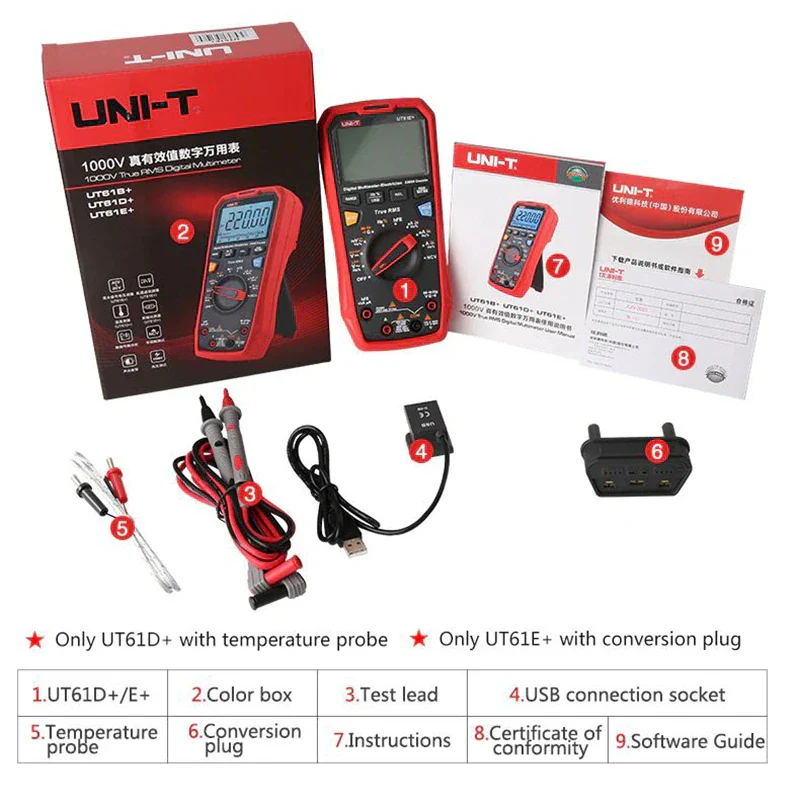 UNI-T UT61B UT61D UT61E Plus Smart Multimeter Analog & Digital Polymer Electrician Tester Voltmeter Ammeter Electric Multi Meter - Image 17