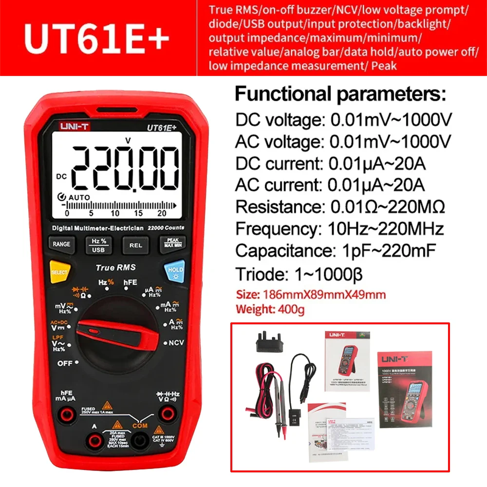 UNI-T UT61B UT61D UT61E Plus Smart Multimeter Analog & Digital Polymer Electrician Tester Voltmeter Ammeter Electric Multi Meter - Image 9