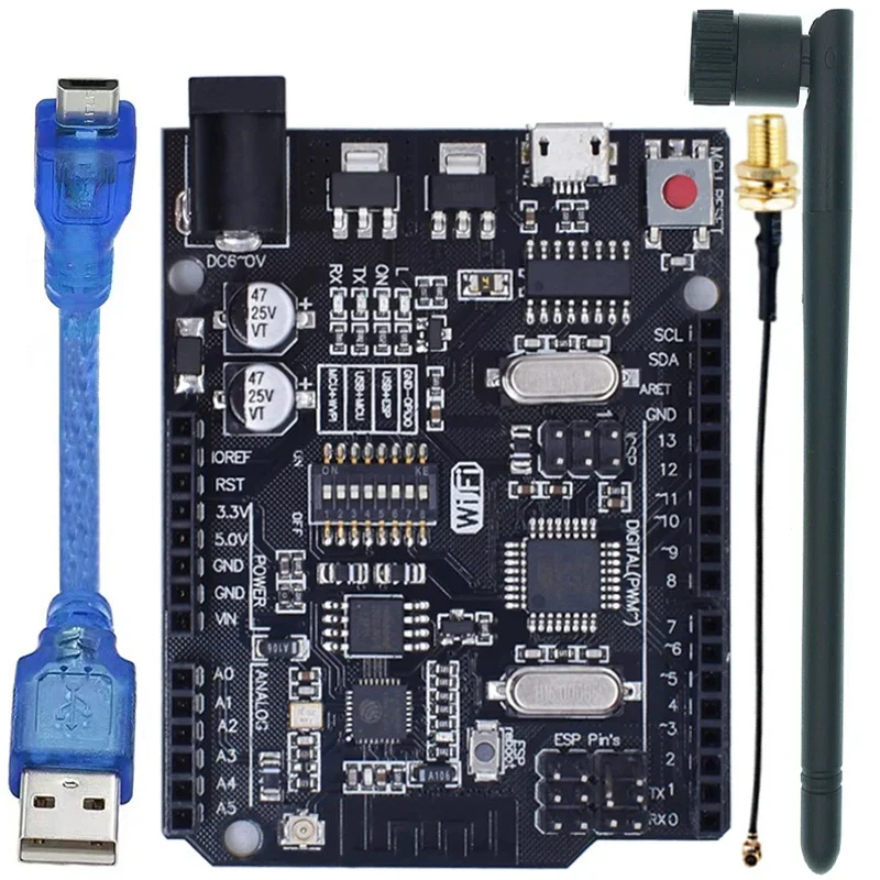 UNO+WiFi R3 ATmega328P+ESP8266 CH340 (32Mb di memoria) 6V-9V USB-TTL CH340G per Arduino NodeMCU WeMos una scheda di sviluppo - Image 10