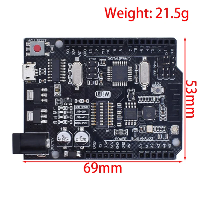 UNO+WiFi R3 ATmega328P+ESP8266 CH340 (32Mb di memoria) 6V-9V USB-TTL CH340G per Arduino NodeMCU WeMos una scheda di sviluppo - Image 7