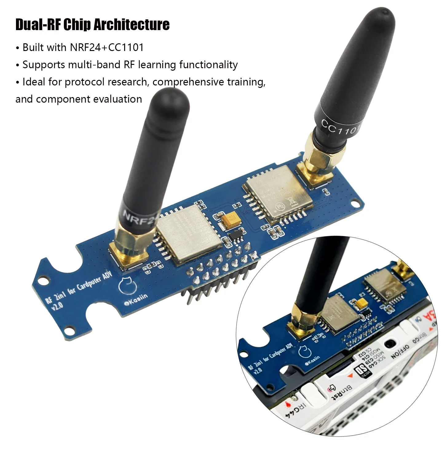 Upgraded 2-in-1 RF Module For M5Stack Cardputer ADV NRF24+CC1101 Compatible, 2.4GHz 433MHz Wireless Board, Enhanced Filtering - Image 2