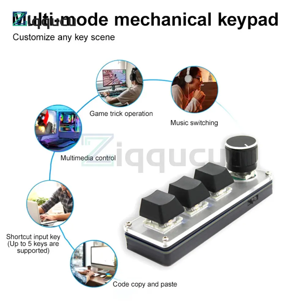 USB Mini 3-Key Keypad Mechanical Gaming Keyboard Programming Macro with Software One-Handed for Class & Office - Image 4