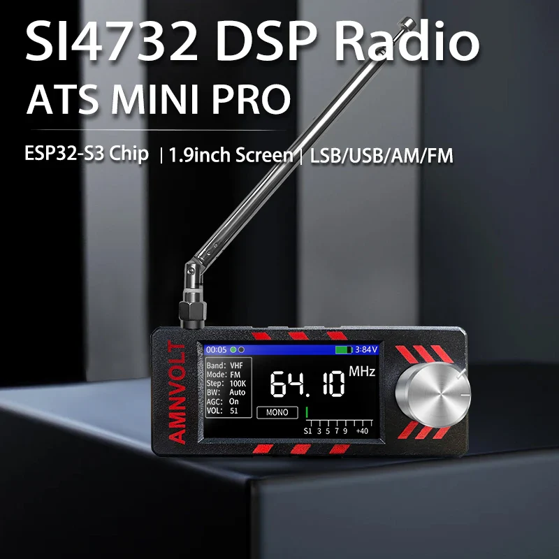 V3S AMNVOLT Mini SI4732 DSP Radio Receiver with Hi-Z,  FM AM SSB LSB USB Mode, SI4732 DSP Chip - Image 2
