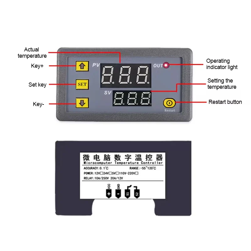 W3230 Mini Digital Temperature Controller 12V 24V 220V Thermostat Regulator Heating Cooling Control Thermoregulator With Sensor - Image 3