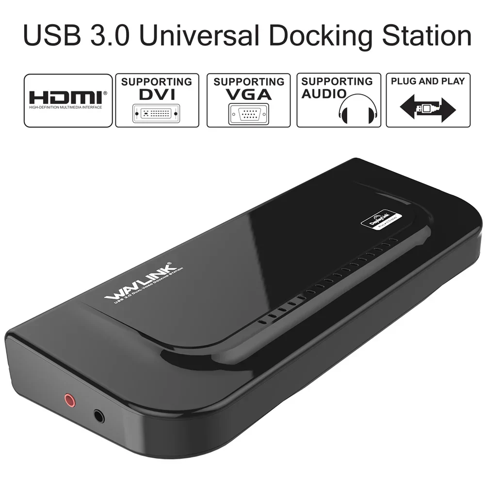Wavlink USB 3.0 Universal Displaylink Docking Station Support Dual 2K@60Hz HDMI/DVI External Gigabit Ethernet For Laptop//PC/Mac - Image 3