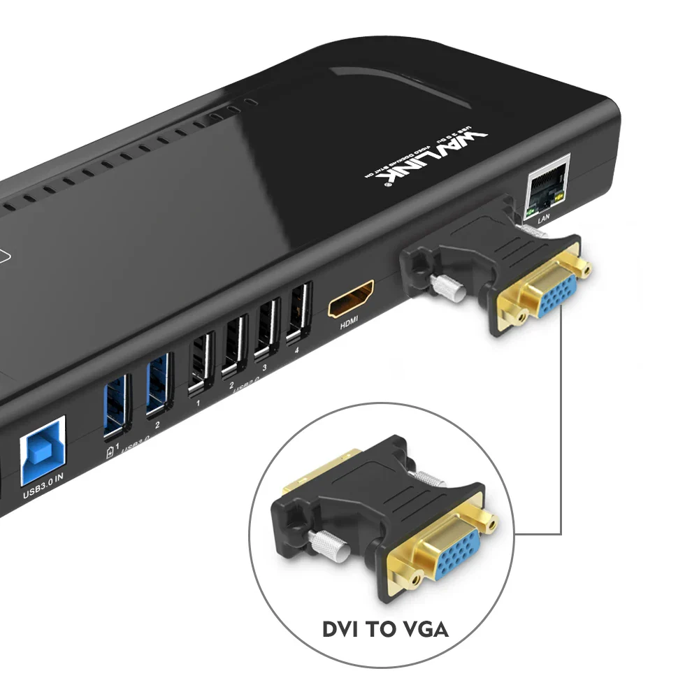 Wavlink USB 3.0 Universal Displaylink Docking Station Support Dual 2K@60Hz HDMI/DVI External Gigabit Ethernet For Laptop//PC/Mac - Image 4