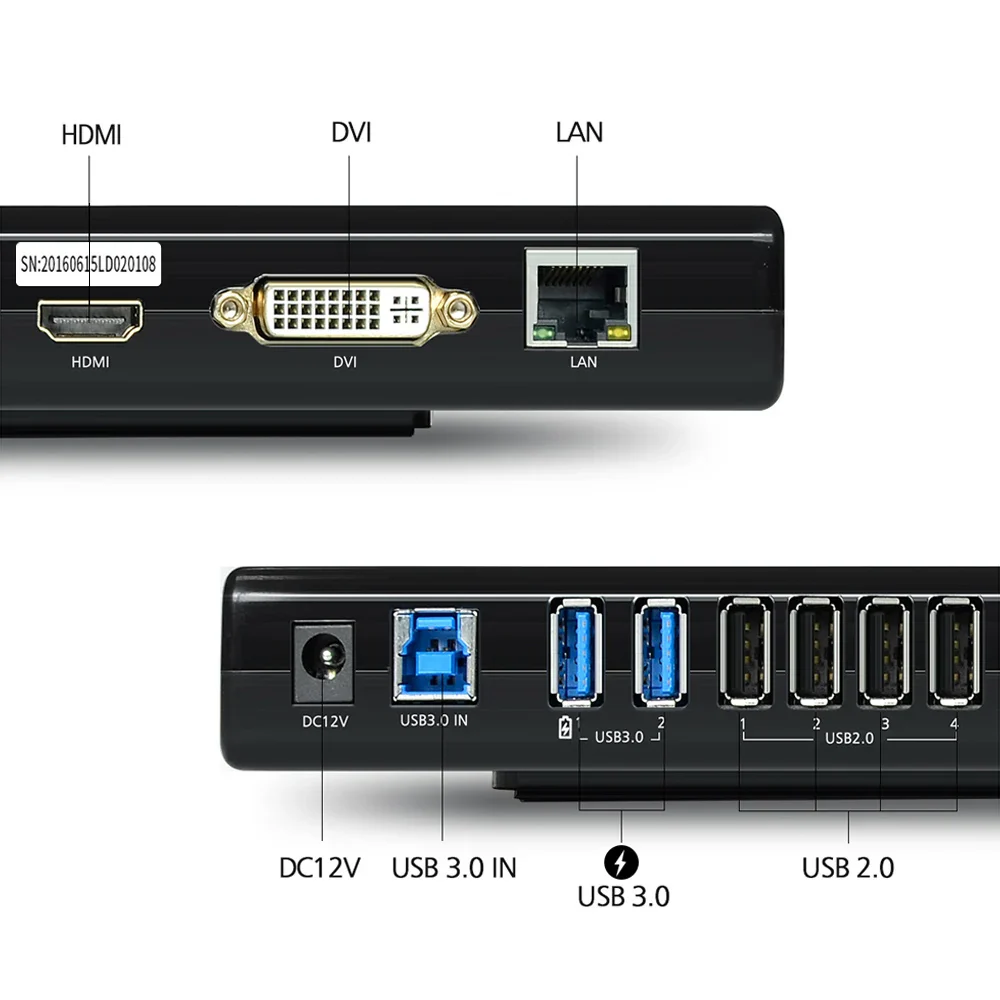 Wavlink USB 3.0 Universal Displaylink Docking Station Support Dual 2K@60Hz HDMI/DVI External Gigabit Ethernet For Laptop//PC/Mac - Image 5